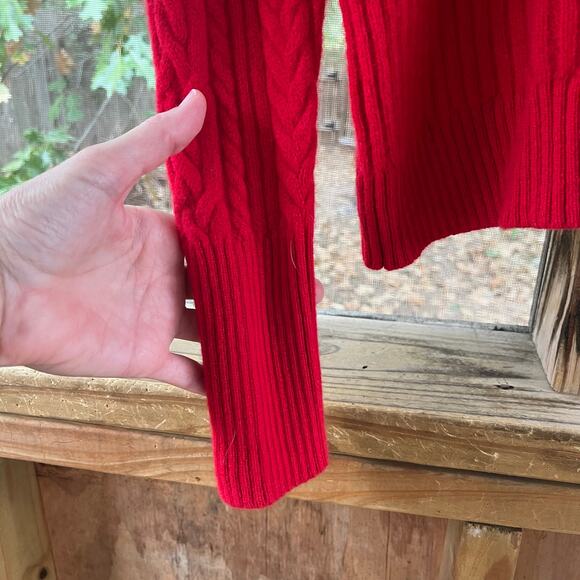 Lauren Ralph Lauren Women's Red Cable Knit Mock Neck Sweater Size L - Picture 3 of 8